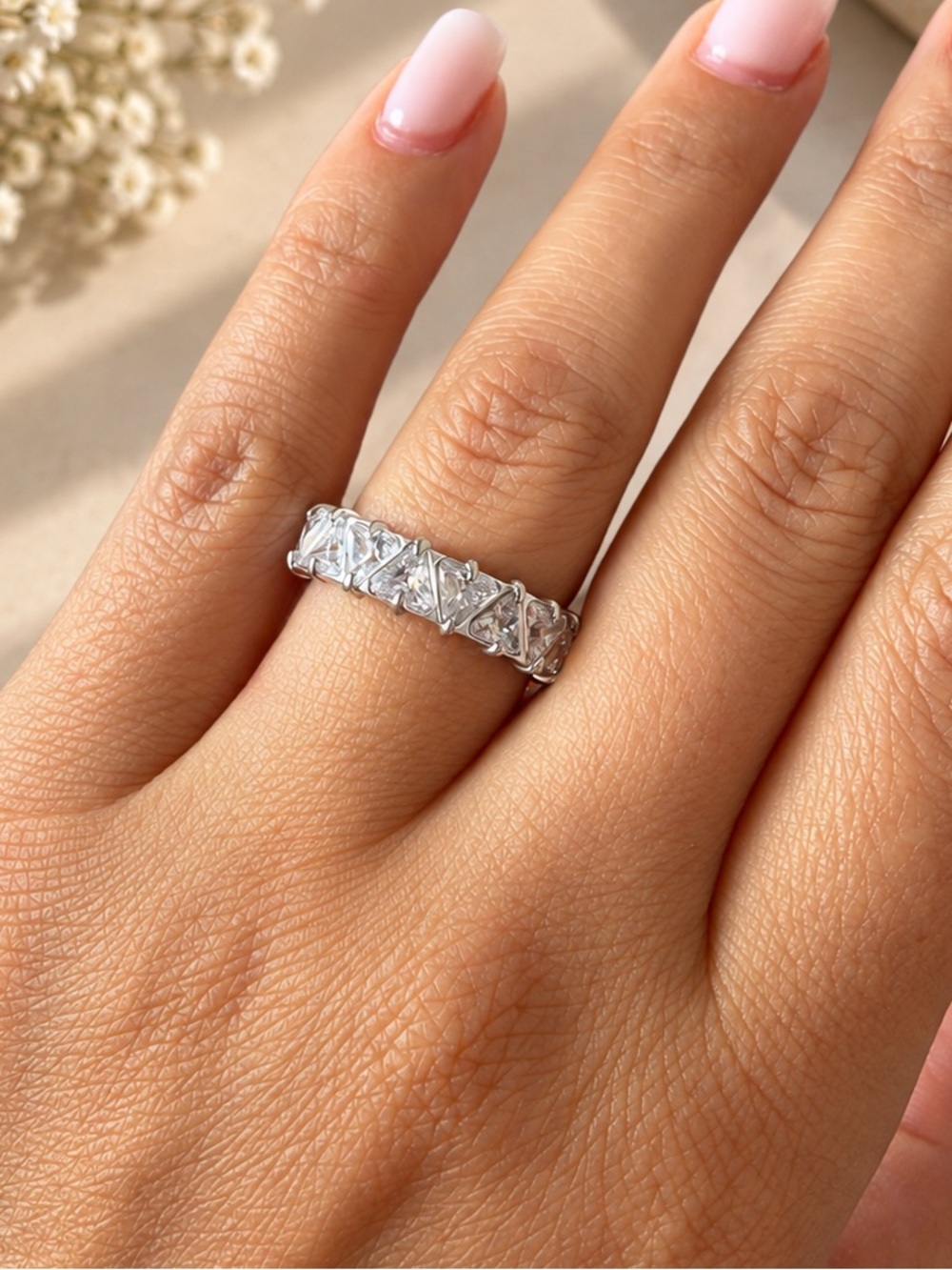 Silver Clear CZ Eternity Band